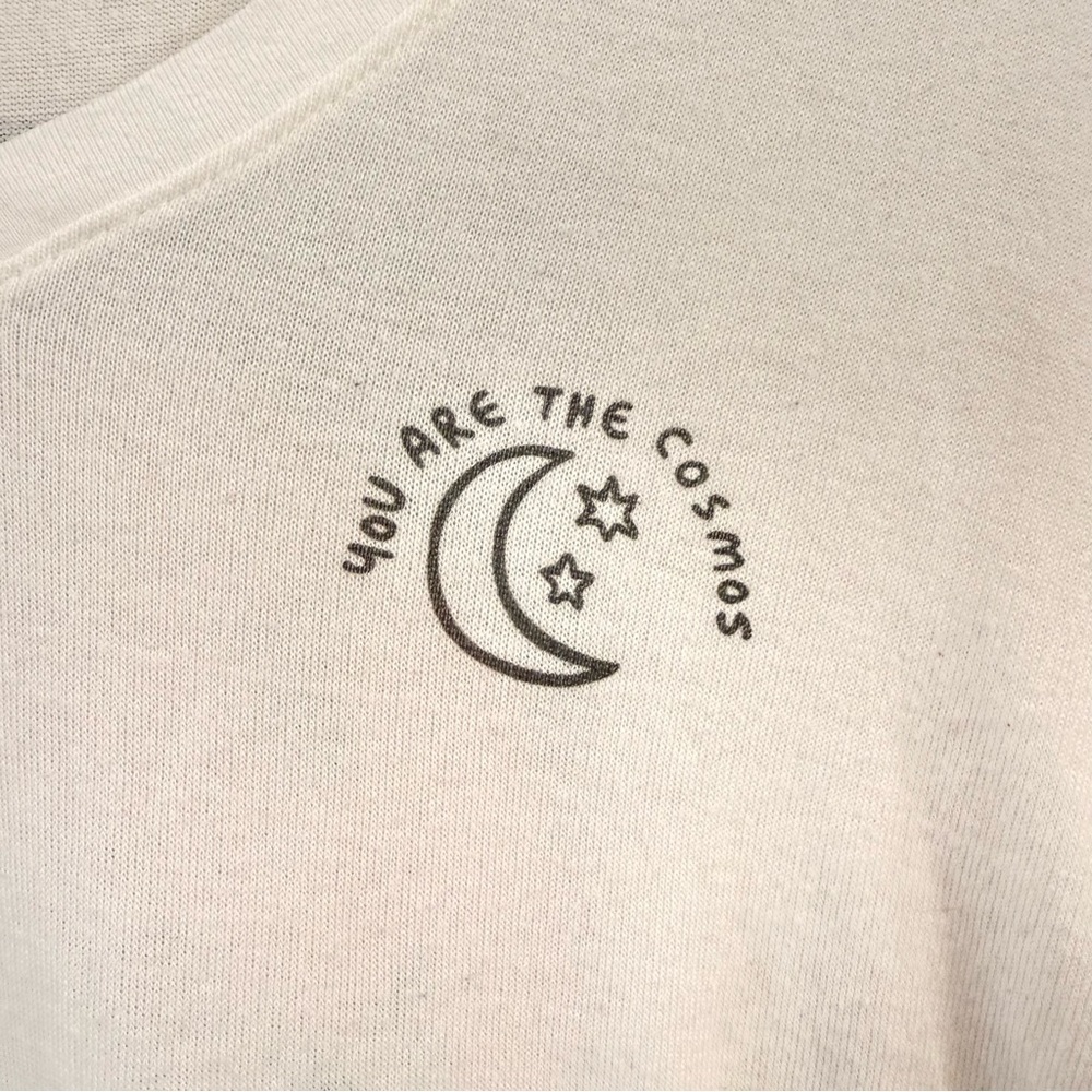Spiritual Gangster White V-Neck Graphic Sweater "We are the Cosmos" - Picture 6 of 10